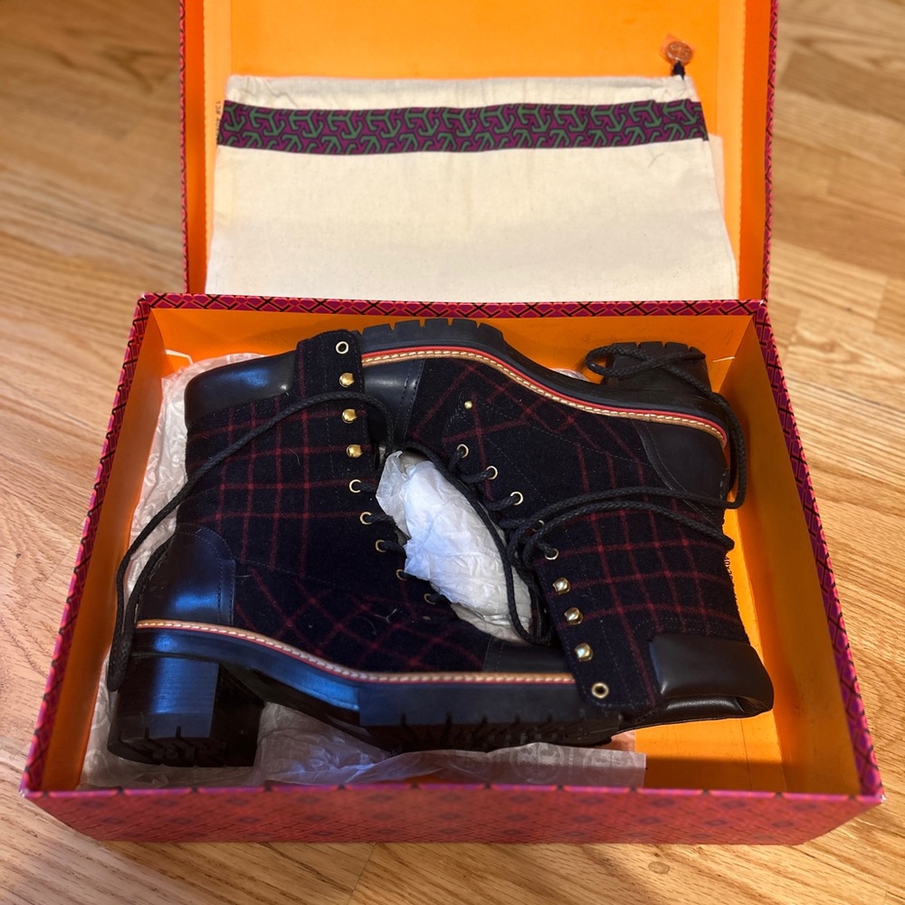 Blue wool Tory Burch boots
